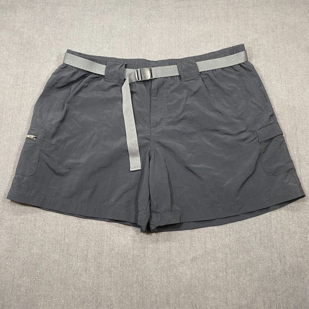 Columbia Mens XL Black/Gray Nylon Cargo Hiking  Shorts With Adjustable Belt